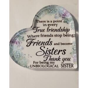 True Friendship Keepsakes Acrylic Heart Shaped Plaque. New.